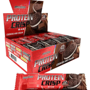 Barra de Proteína Crisp Bar Cookies and Cream com 12 unidades