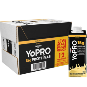YoPRO Bebida Láctea UHT Banana 15g de proteínas 250ml caixa com 12 unidades
